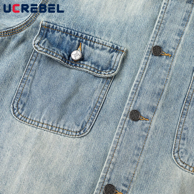 Men’s Ripped Denim Jacket – Retro Distressed High Street Outerwear