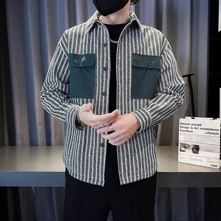 Men’s Printed Jacket – Trendy Korean Style Casual Coat