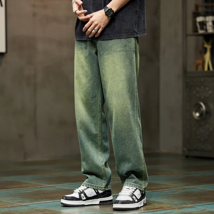 Men’s Baggy Jeans – Retro Wide-Leg Straight Denim Pants