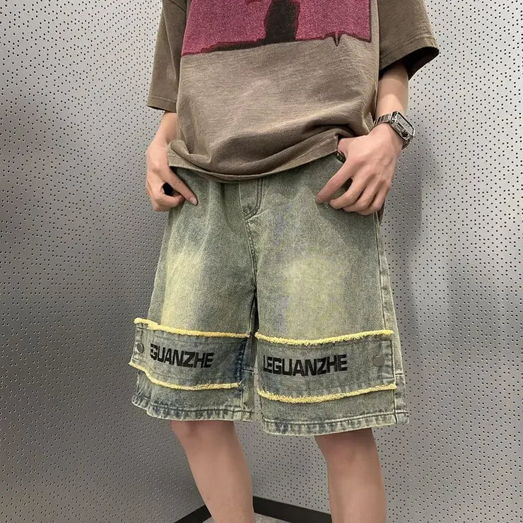 Men’s Graphic Denim Shorts – Vintage Designer Jorts XL