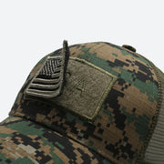 Men’s Camo Baseball Cap – American Flag, Adjustable