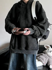 2024 Oversized Hoodie – Thick Cotton Washed Streetwear Sweatshirt