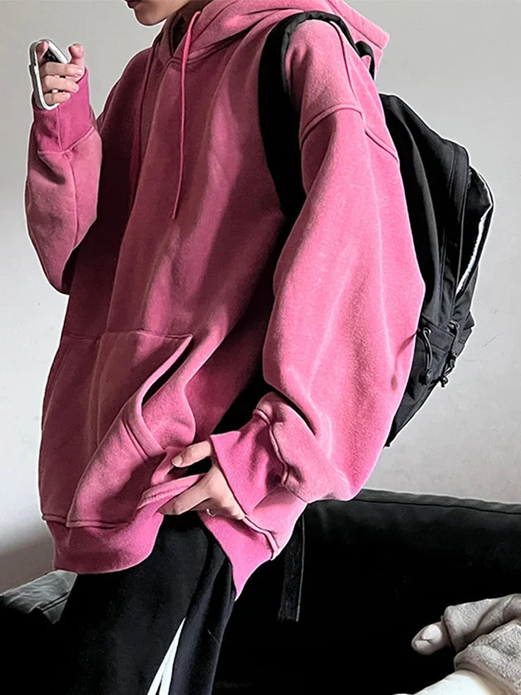 2024 Oversized Hoodie – Thick Cotton Washed Streetwear Sweatshirt