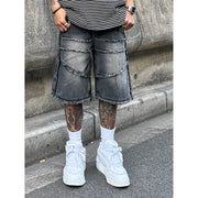 Men’s Wide-Leg Denim Shorts – High Street Baggy Summer Jeans
