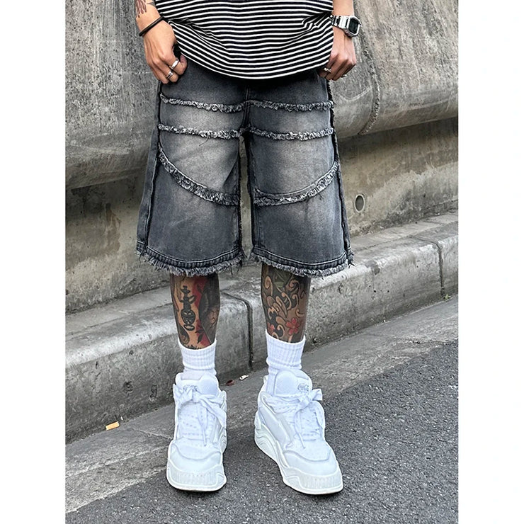 Men’s Wide-Leg Denim Shorts – High Street Baggy Summer Jeans