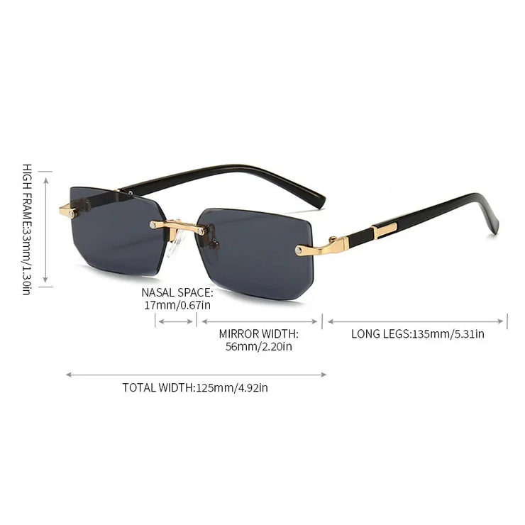 HD Rimless Sunglasses – Unisex Square Frame, Blue Light Blocking