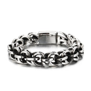 Men’s Twisted Link Bracelet – 9" Stainless Steel Biker Style