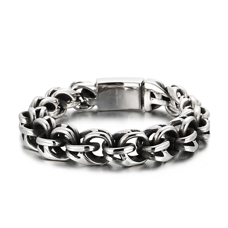 Men’s Twisted Link Bracelet – 9" Stainless Steel Biker Style