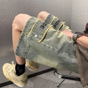 Men’s Graphic Denim Shorts – Vintage Designer Jorts XL