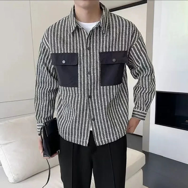 Men’s Printed Jacket – Trendy Korean Style Casual Coat