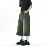 Men’s Baggy Denim Jorts – Y2K Wide-Leg Streetwear Shorts
