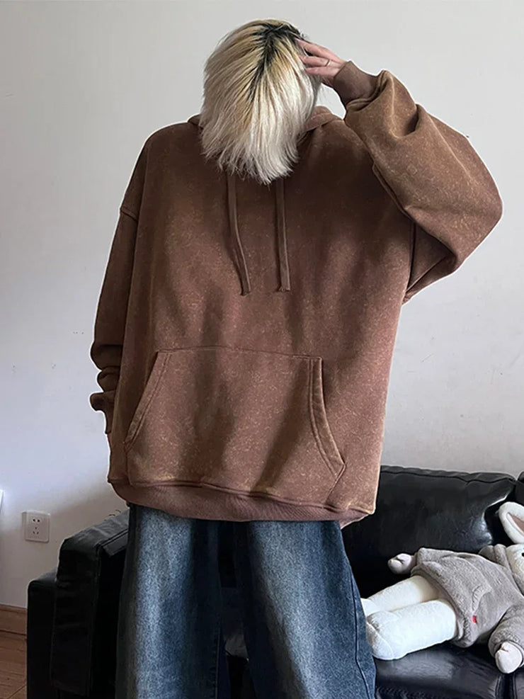 2024 Oversized Hoodie – Thick Cotton Washed Streetwear Sweatshirt