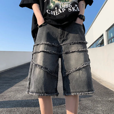 Men’s Wide-Leg Denim Shorts – High Street Baggy Summer Jeans