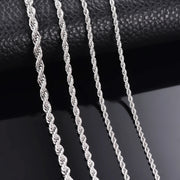 925 Sterling Silver Rope Chain – 2MM/3MM/4MM Necklace or Bracelet