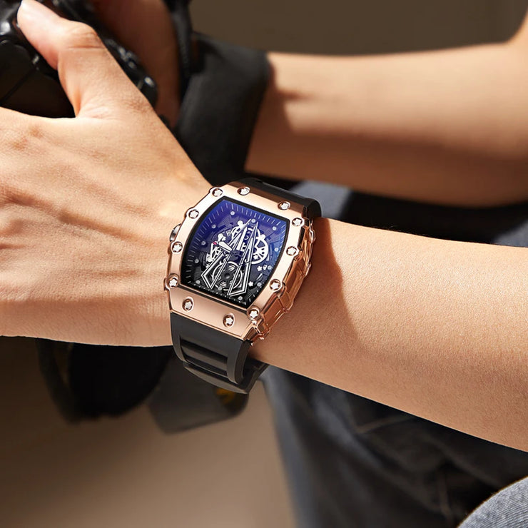 Men’s Large Dial Sport Watch – Square, Quartz, Waterproof, Luminous.