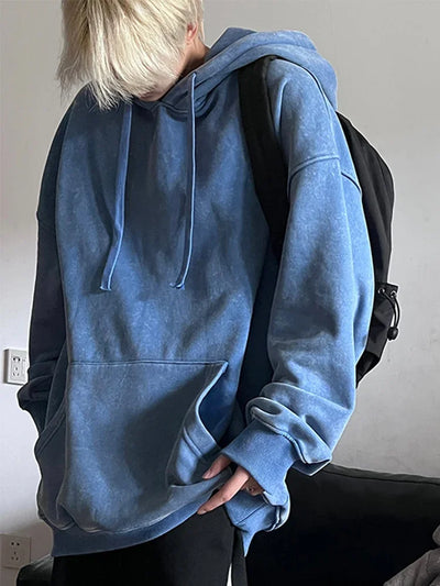 2024 Oversized Hoodie – Thick Cotton Washed Streetwear Sweatshirt