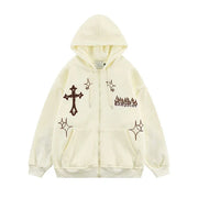 Men’s Embroidered Zip-Up Hoodie – Retro Harajuku Streetwear