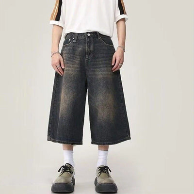 Unisex Y2K Baggy Denim Shorts – High-Waist Wide-Leg Knee Length