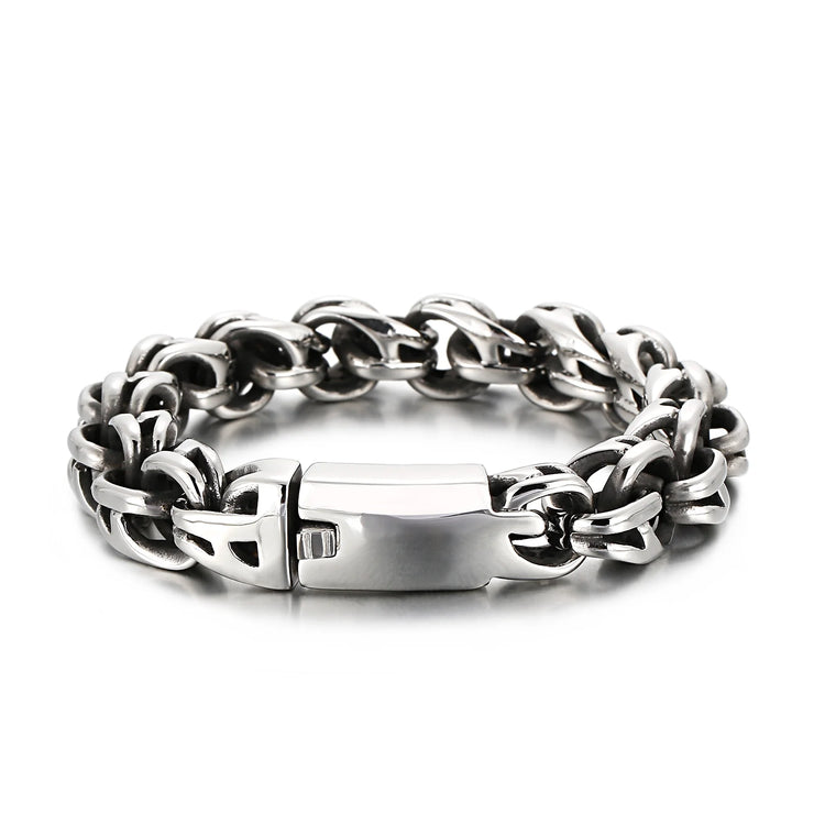 Men’s Twisted Link Bracelet – 9" Stainless Steel Biker Style
