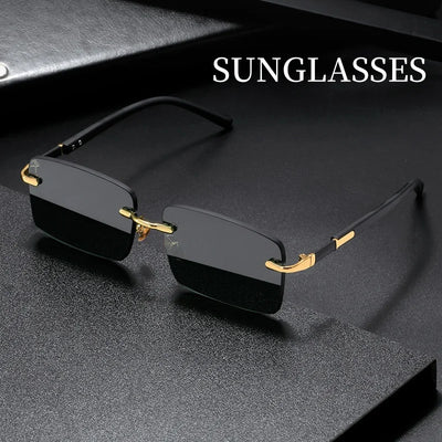 HD Rimless Sunglasses – Unisex Square Frame, Blue Light Blocking