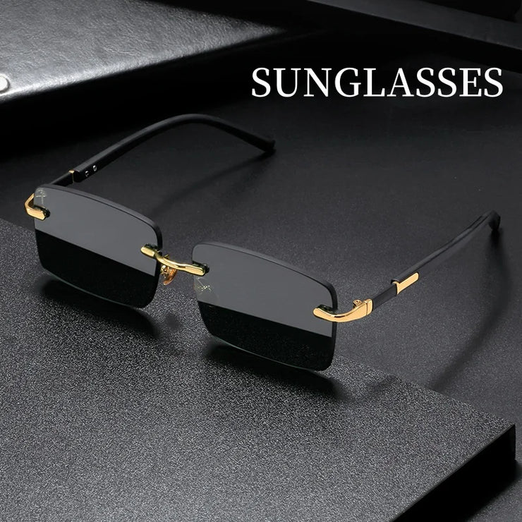 HD Rimless Sunglasses – Unisex Square Frame, Blue Light Blocking