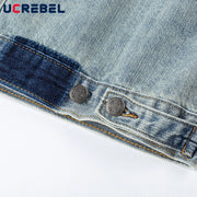 Men’s Ripped Denim Jacket – Retro Distressed High Street Outerwear