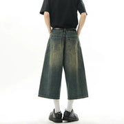 Men’s Baggy Denim Jorts – Y2K Wide-Leg Streetwear Shorts