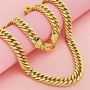 Men’s 10MM 24K Gold Chain – Carved Gear Design, 60CM