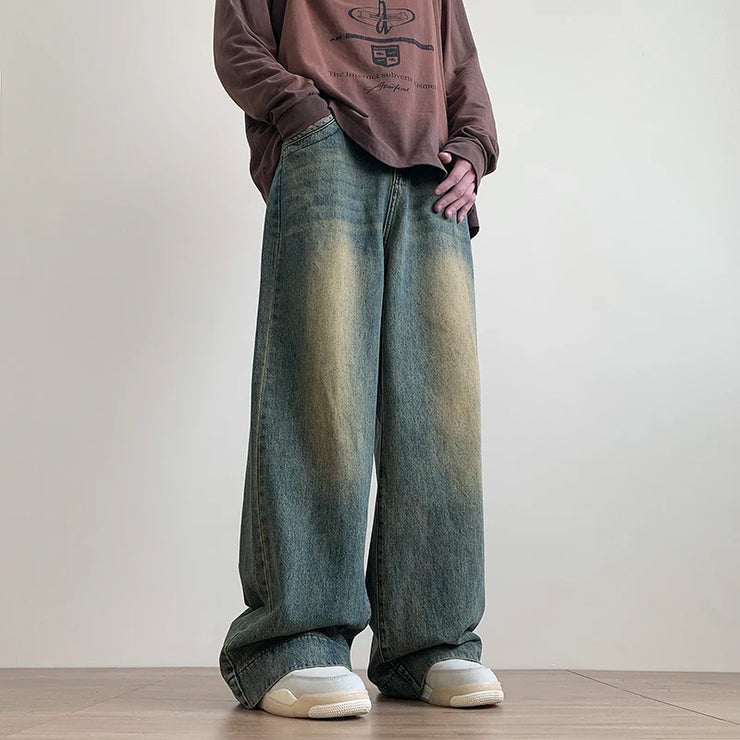 Men’s Baggy Distressed Jeans – Vintage Wide-Leg Streetwear Pants