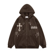 Men’s Embroidered Zip-Up Hoodie – Retro Harajuku Streetwear