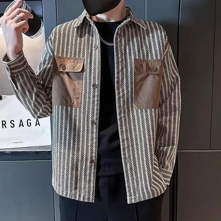 Men’s Printed Jacket – Trendy Korean Style Casual Coat