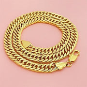 Men’s 10MM 24K Gold Chain – Carved Gear Design, 60CM