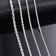 925 Sterling Silver Rope Chain – 2MM/3MM/4MM Necklace or Bracelet