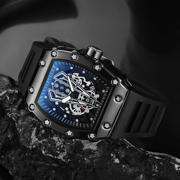 Men’s Large Dial Sport Watch – Square, Quartz, Waterproof, Luminous.
