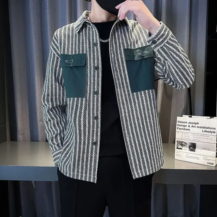 Men’s Printed Jacket – Trendy Korean Style Casual Coat