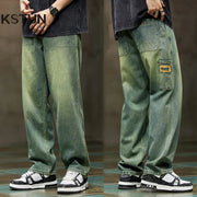 Men’s Baggy Jeans – Retro Wide-Leg Straight Denim Pants