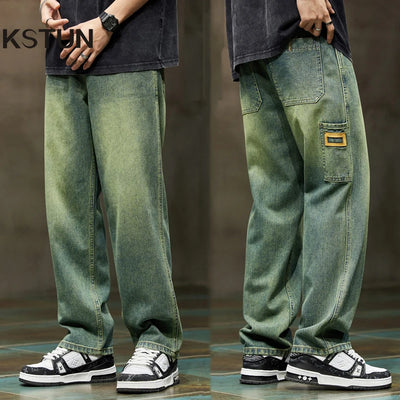 Men’s Baggy Jeans – Retro Wide-Leg Straight Denim Pants