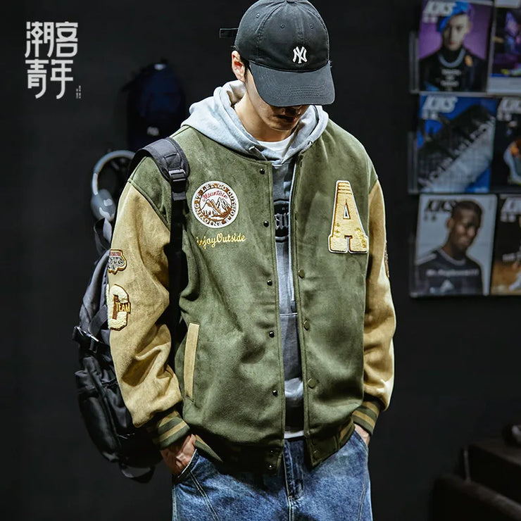 Men’s Embroidered Baseball Jacket – High Street Bomber Coat