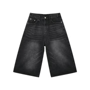 Unisex Y2K Baggy Denim Shorts – High-Waist Wide-Leg Knee Length