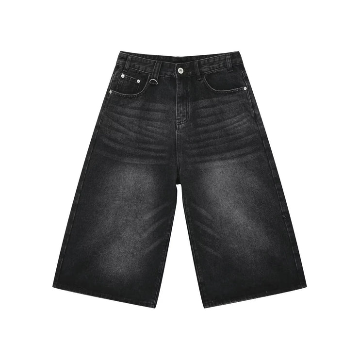 Unisex Y2K Baggy Denim Shorts – High-Waist Wide-Leg Knee Length