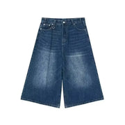 Unisex Y2K Baggy Denim Shorts – High-Waist Wide-Leg Knee Length
