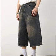 Unisex Y2K Baggy Denim Shorts – High-Waist Wide-Leg Knee Length