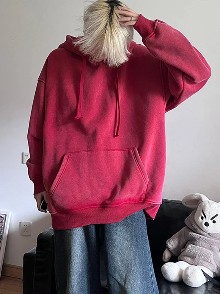 2024 Oversized Hoodie – Thick Cotton Washed Streetwear Sweatshirt