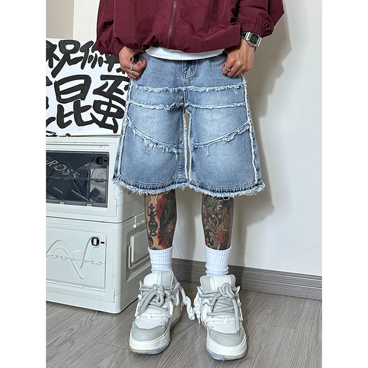 Men’s Wide-Leg Denim Shorts – High Street Baggy Summer Jeans